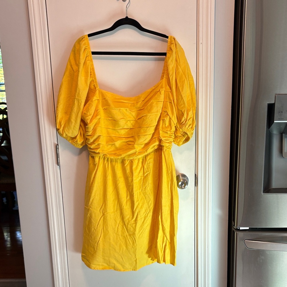 New York & Company Yellow Mini Dress